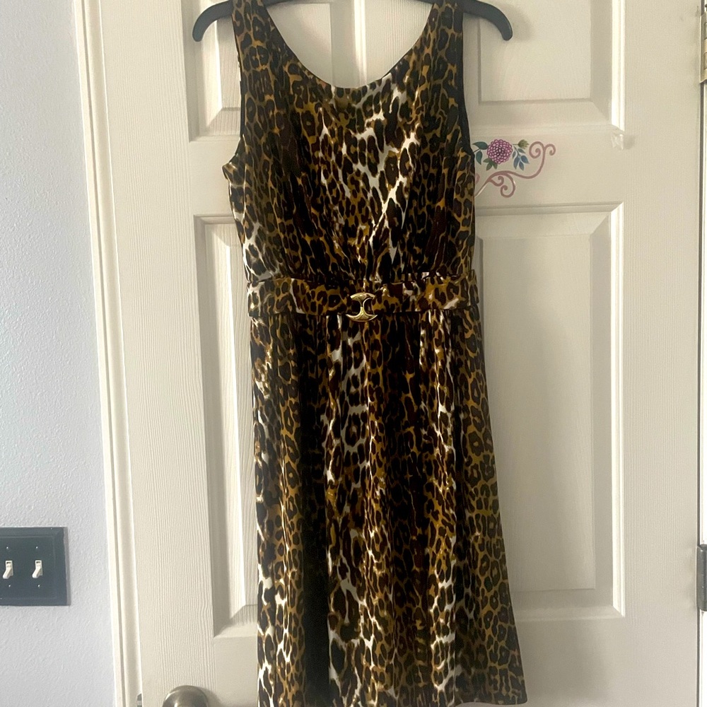 Grace short sleeve leopard print dress  gold embellishment Mobwife size M